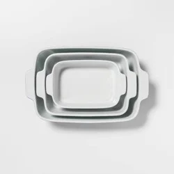 3pc Stoneware Bakeware Set Blue - Threshold