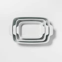 3pc Stoneware Bakeware Set Blue - Threshold