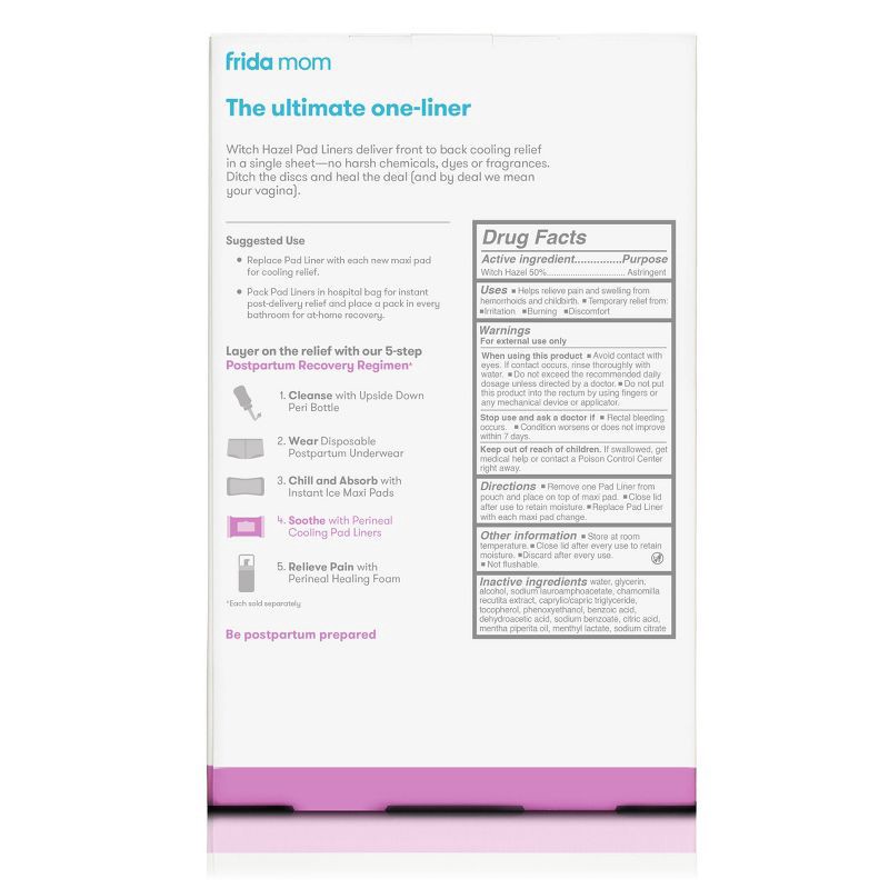 slide 4 of 11, Frida Mom Perineal Witch Hazel Cooling Pad Liners - 24ct, 24 ct