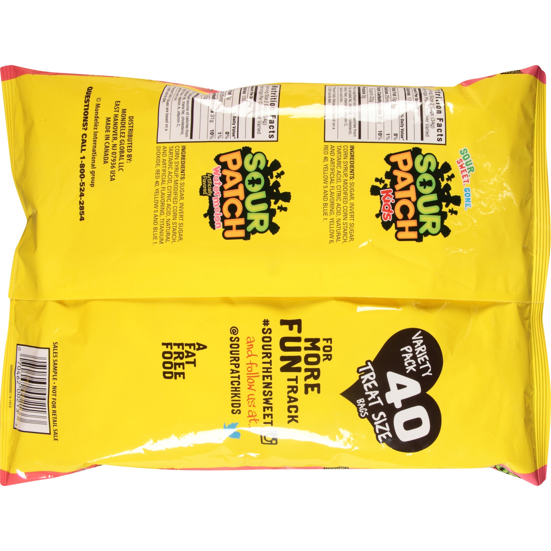 slide 11 of 11, SOUR PATCH KIDS Original & Watermelon Candy, Valentine''s Day Edition, 40 Treat Size Packs, 1.5 lb