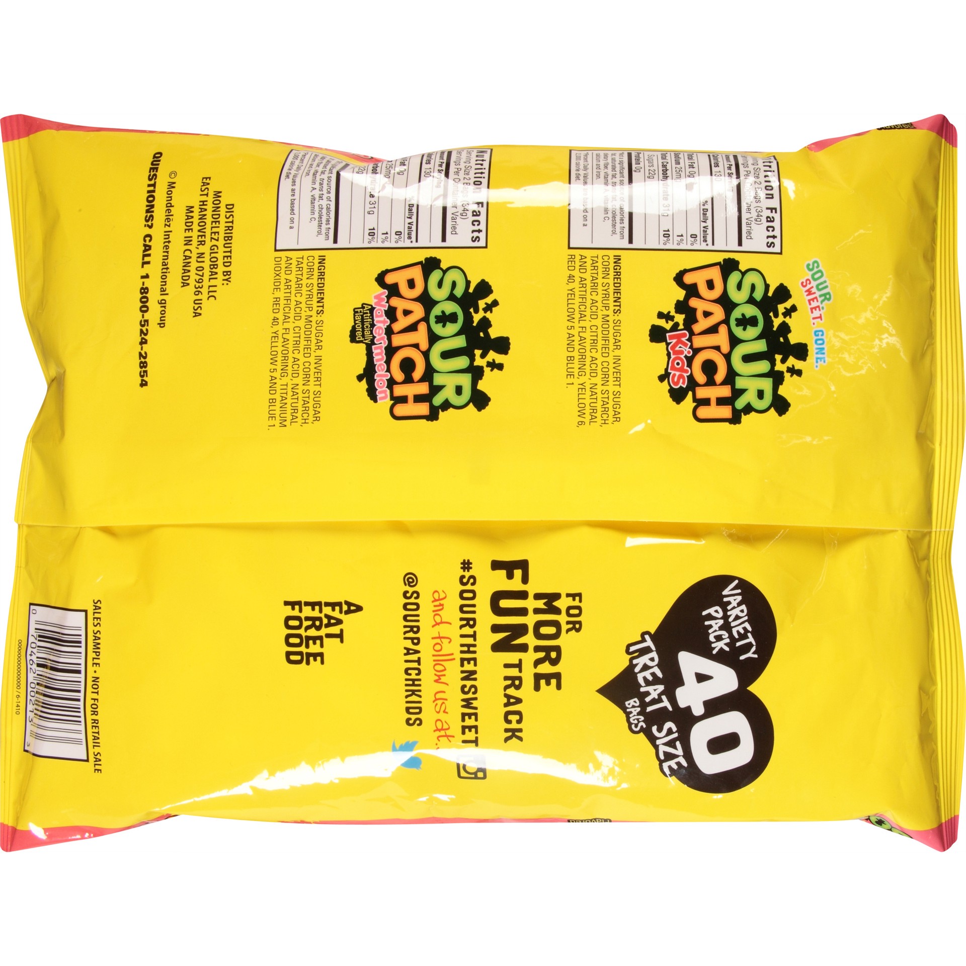 slide 4 of 11, SOUR PATCH KIDS Original & Watermelon Candy, Valentine''s Day Edition, 40 Treat Size Packs, 1.5 lb