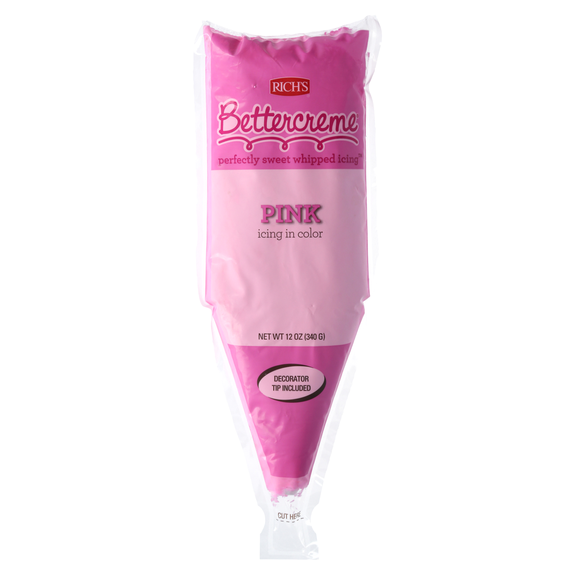 slide 1 of 1, Rich's Bettercreme Whipped Cake Icing Bag, Pink, 12 oz