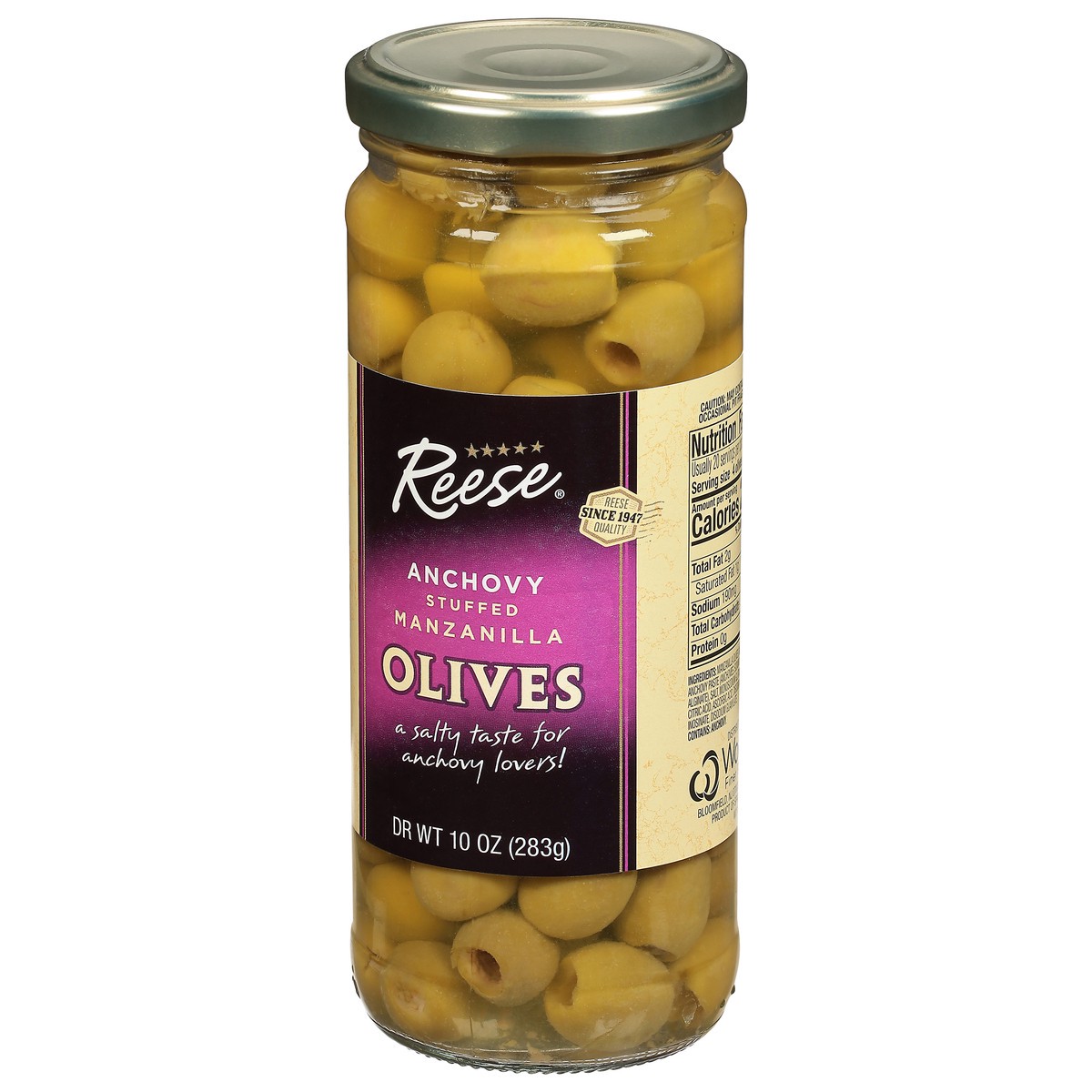 slide 3 of 9, Reese Anchovy Stuffed Olives Manzanilla Pickles 10 oz, 10 oz