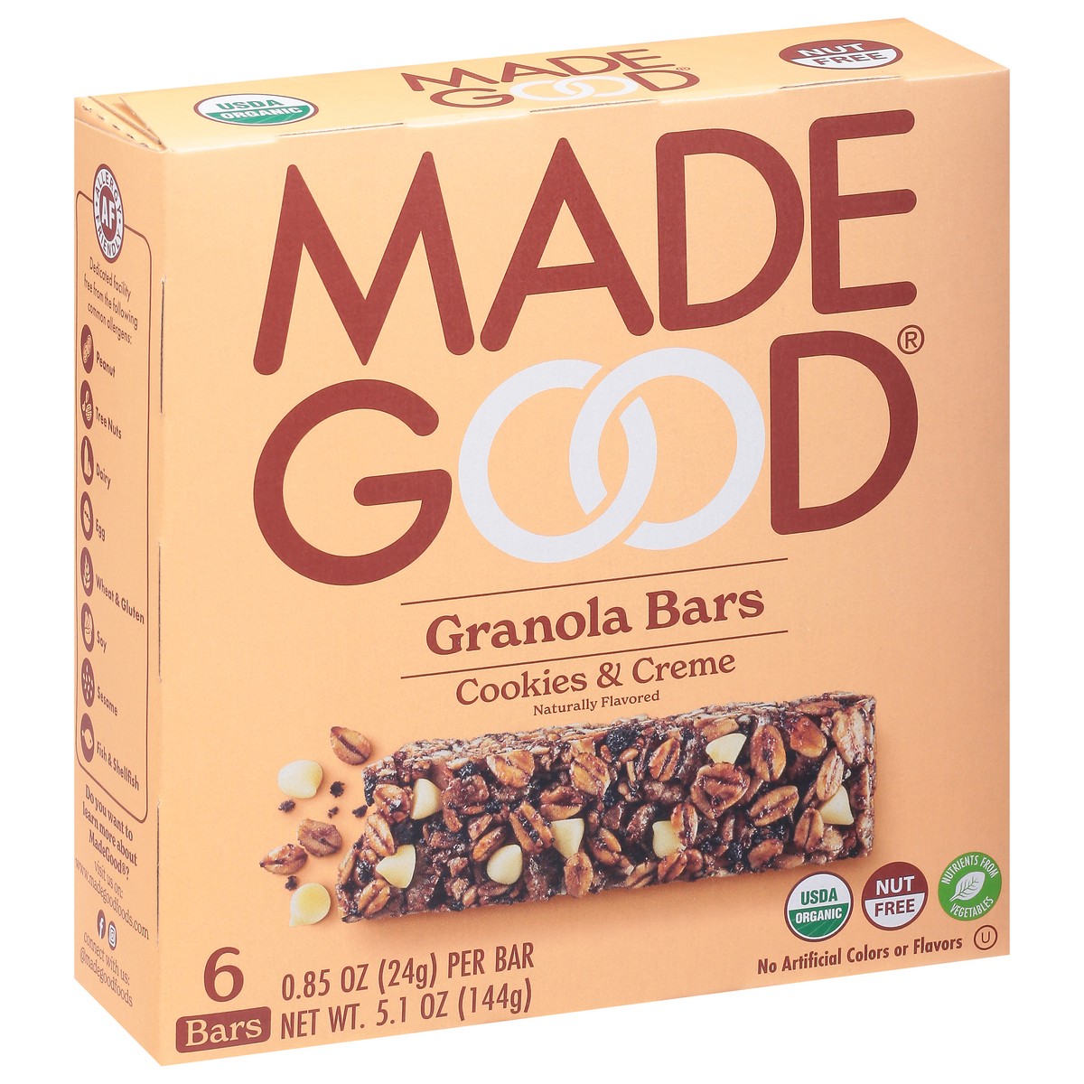 slide 2 of 9, MadeGood Cookies & Creme Granola Bars 6 - 0.85 oz Bars, 5.1 oz