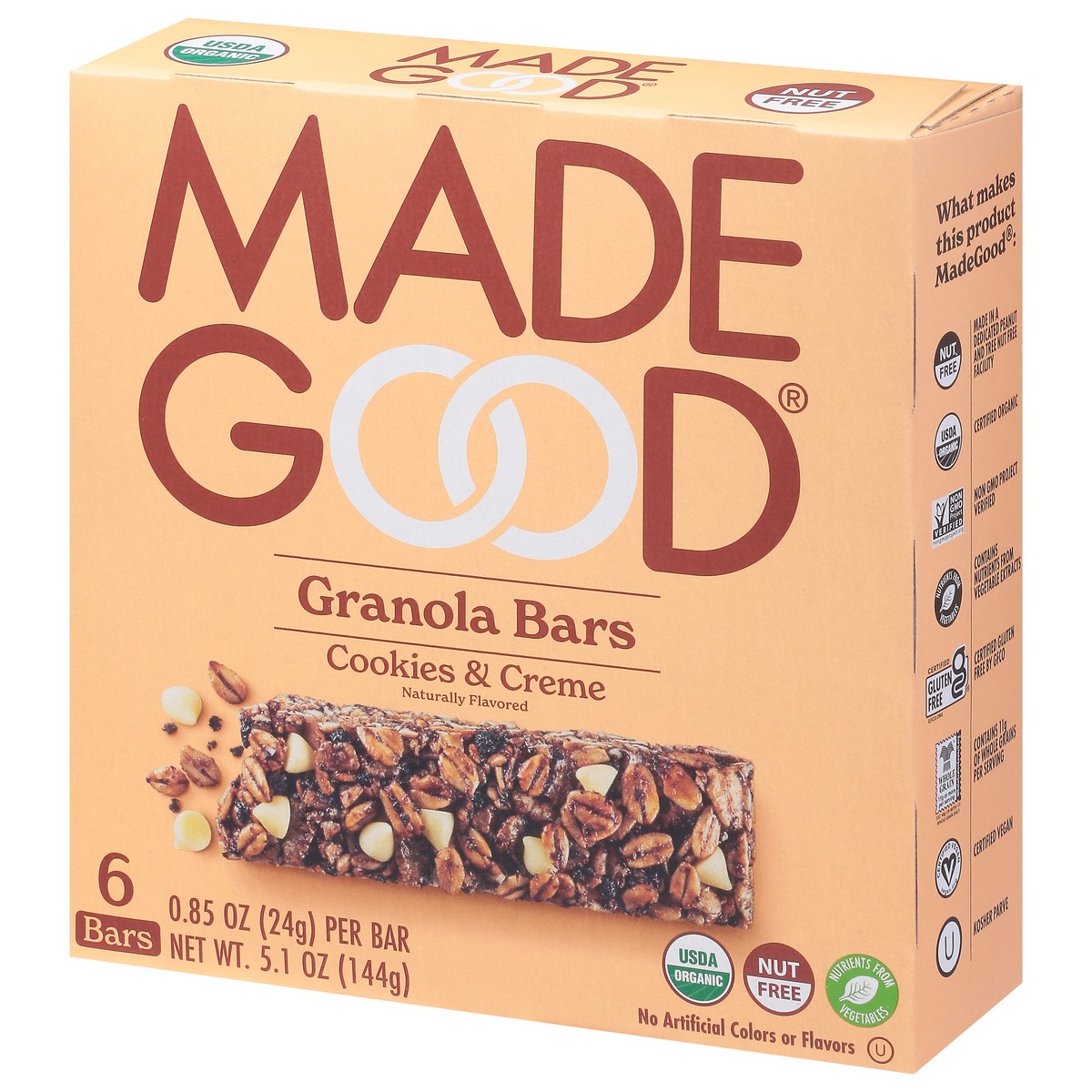 slide 8 of 9, MadeGood Cookies & Creme Granola Bars 6 - 0.85 oz Bars, 5.1 oz