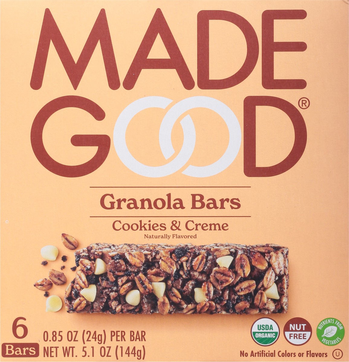 slide 9 of 9, MadeGood Cookies & Creme Granola Bars 6 - 0.85 oz Bars, 5.1 oz