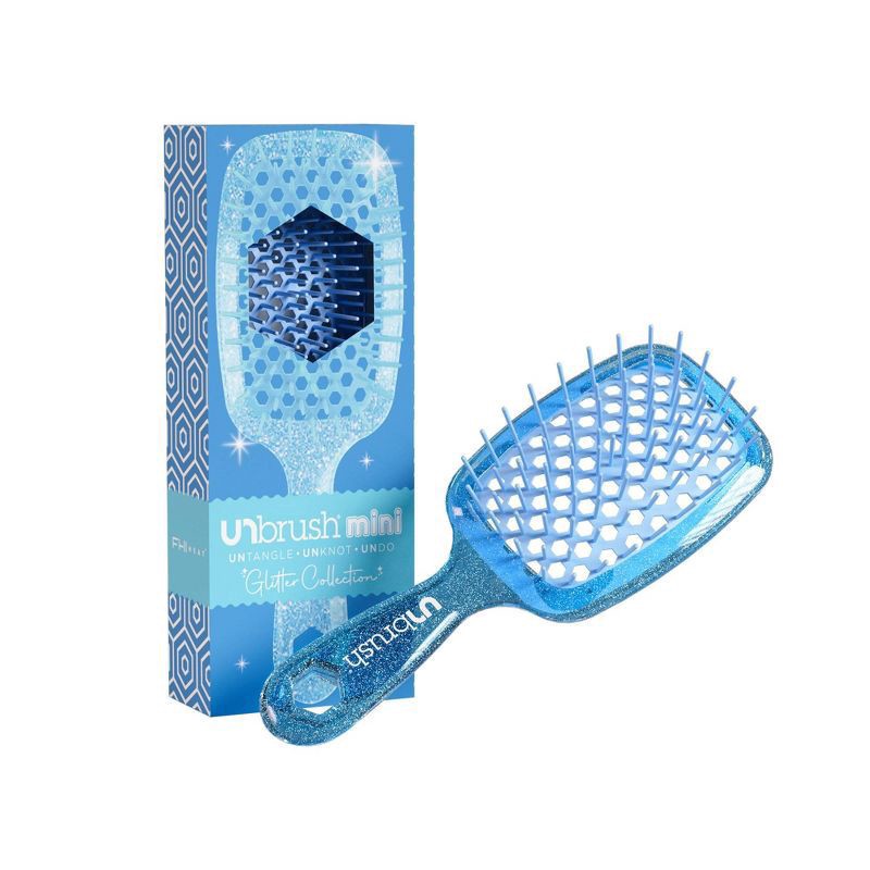 slide 2 of 4, UNbrush Mini Glitter Detangling Hair Brush - Sapphire Blue, 1 ct