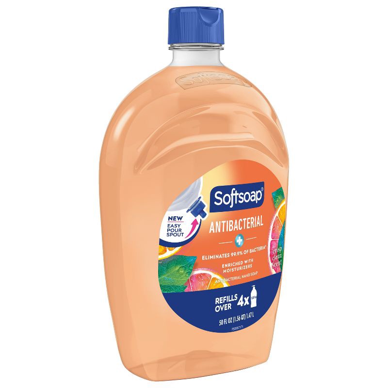 slide 13 of 18, Softsoap Antibacterial Liquid Hand Soap Refill - Crisp Clean - 50 fl oz, 50 fl oz