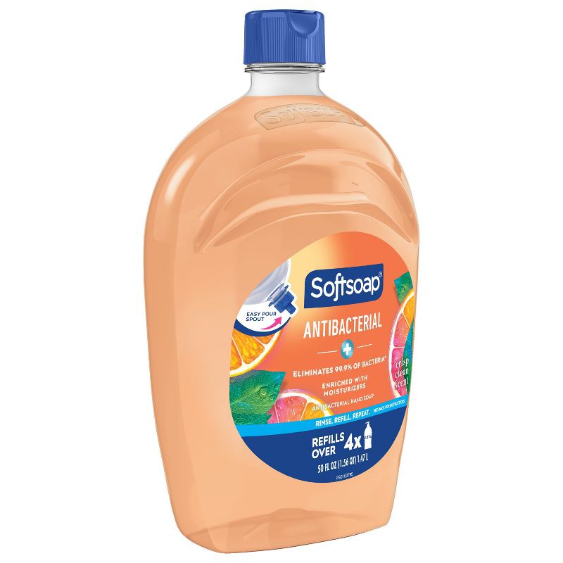 slide 16 of 19, Softsoap Antibacterial Liquid Hand Soap Refill - Crisp Clean - 50 fl oz, 50 fl oz