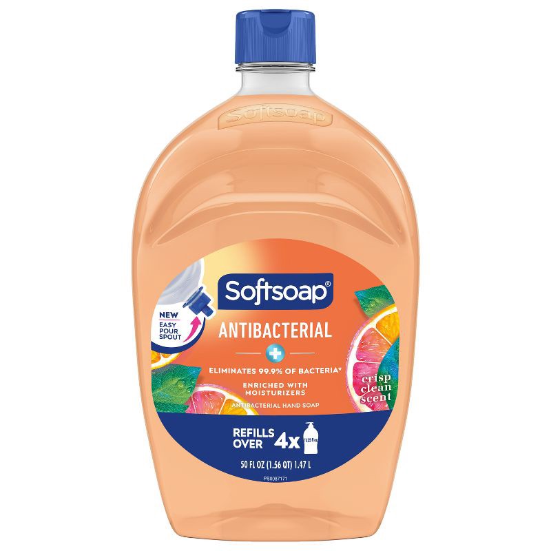 slide 11 of 18, Softsoap Antibacterial Liquid Hand Soap Refill - Crisp Clean - 50 fl oz, 50 fl oz