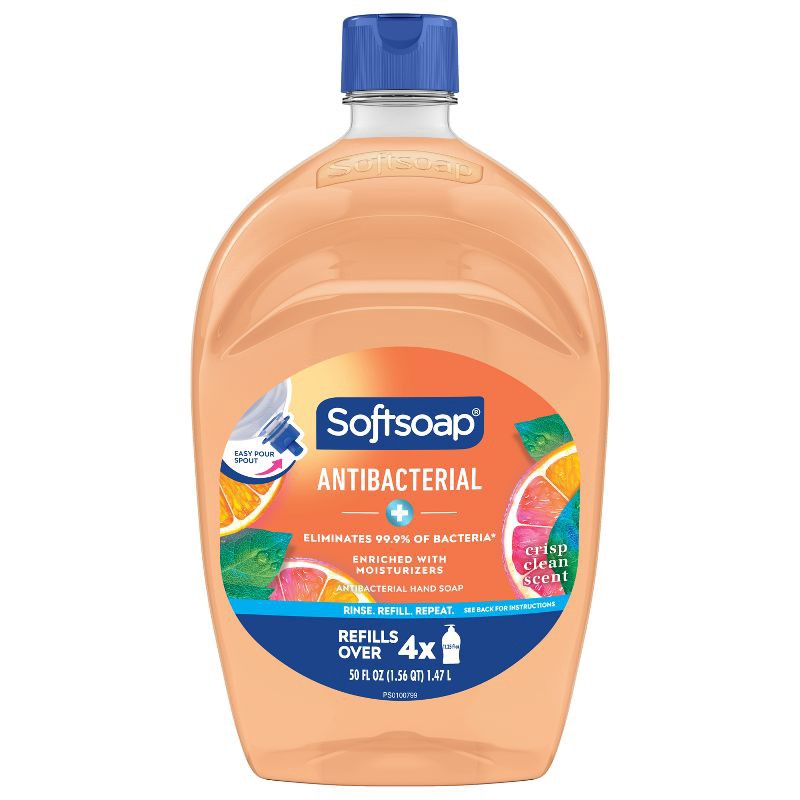 slide 11 of 19, Softsoap Antibacterial Liquid Hand Soap Refill - Crisp Clean - 50 fl oz, 50 fl oz