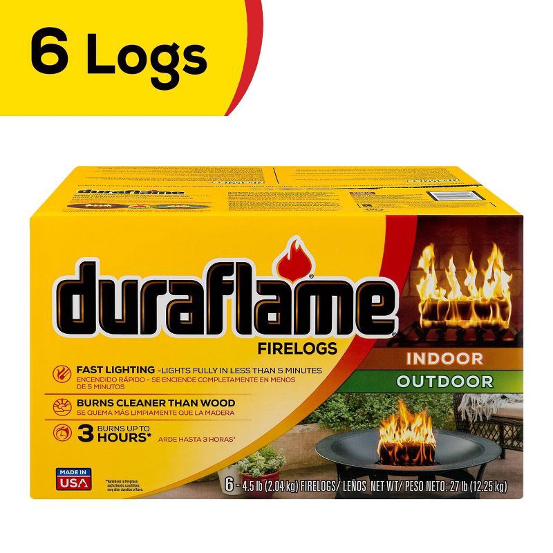 slide 2 of 9, Duraflame 6pk 4.5lbs Indoor/Outdoor Firelogs, 6 ct; 4.5 lb