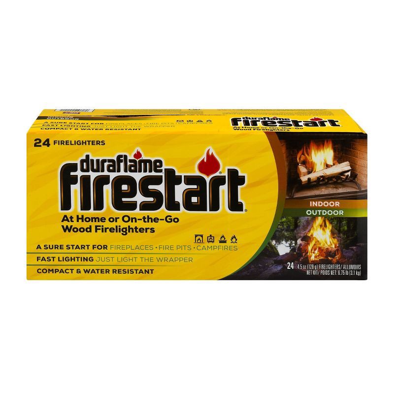 slide 2 of 7, Duraflame 24ct 4.5oz Firestart Firelighter: Solid Fuels for Fire Logs & Firestarter, 6" Height, 12.94" Width, 7 lbs, 24 ct, 4.5 oz, 7 lb