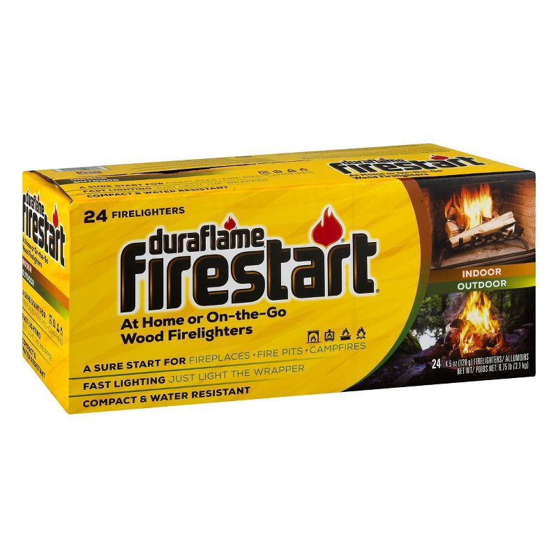 slide 1 of 7, Duraflame 24ct 4.5oz Firestart Firelighter: Solid Fuels for Fire Logs & Firestarter, 6" Height, 12.94" Width, 7 lbs, 24 ct, 4.5 oz, 7 lb