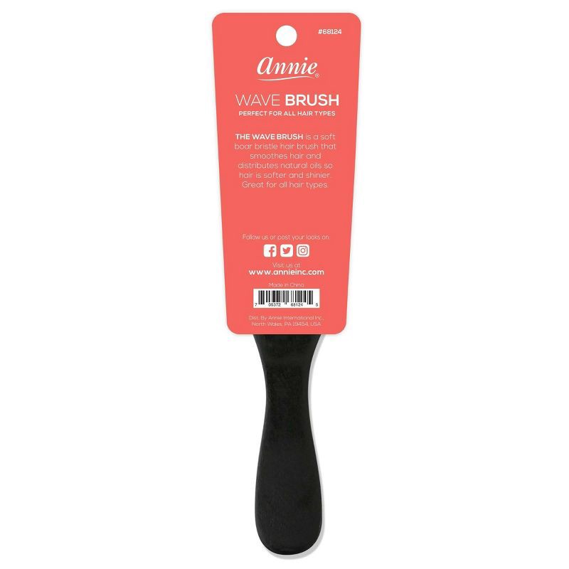 slide 3 of 3, Annie International Soft Wave Black Boar Bristle Hair Brush - 4.8", 1 ct