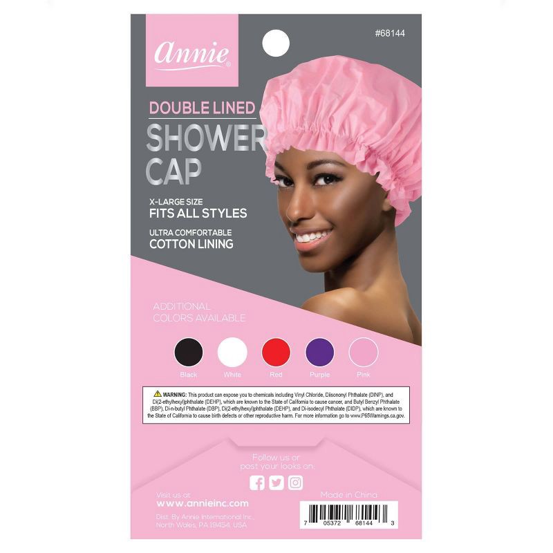 slide 3 of 3, Annie International Deluxe Double Lined Shower Cap, 1 ct