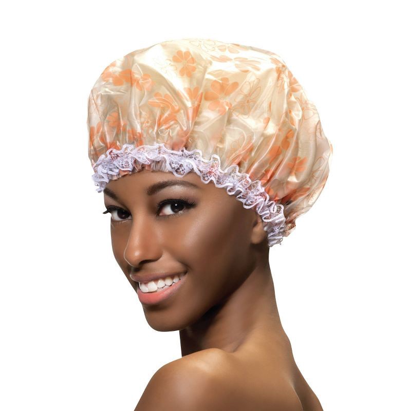 slide 2 of 3, Annie International Shower Cap - Pink Floral, 1 ct