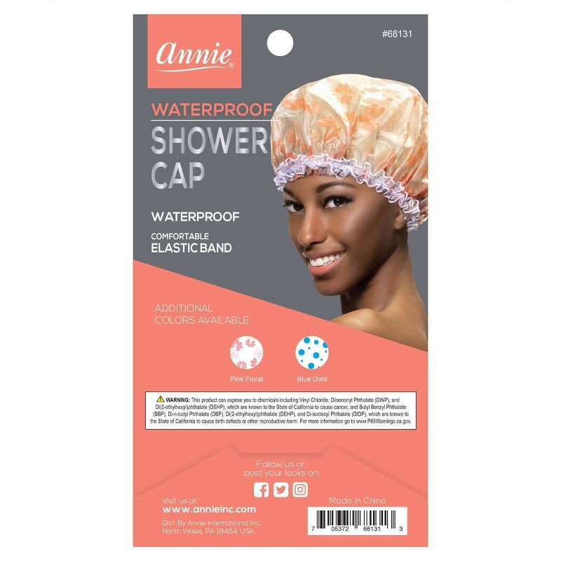 slide 3 of 3, Annie International Shower Cap - Pink Floral, 1 ct