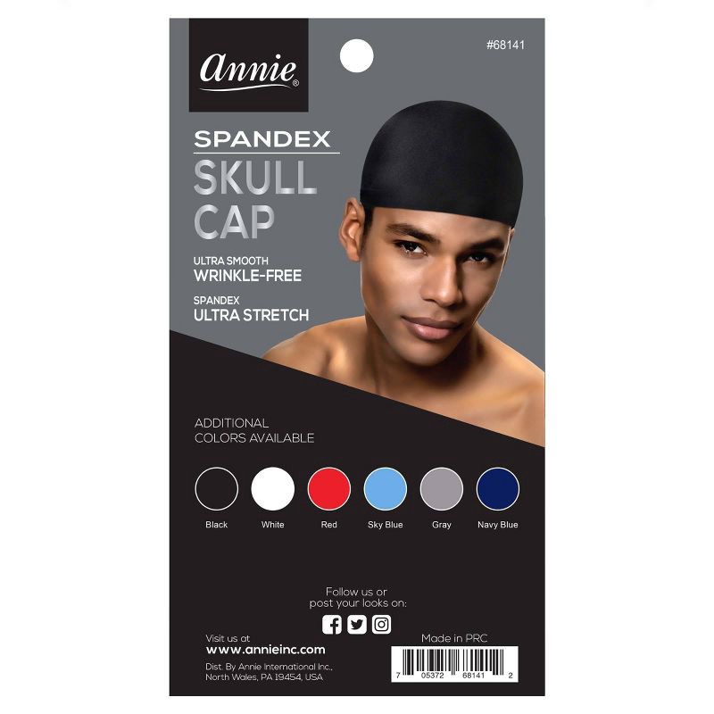 slide 7 of 7, Annie International Spandex Black Skull Cap, 1 ct