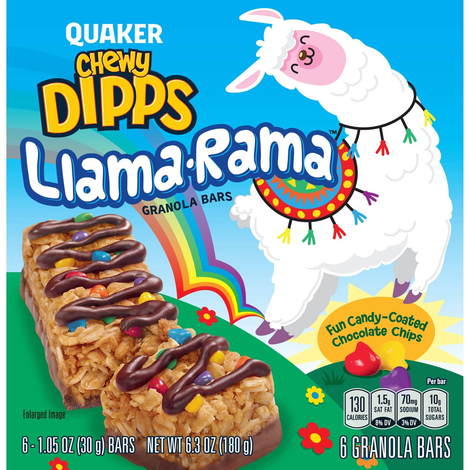 slide 1 of 1, Quaker Chewy Dipps Llama Rama Granola Bars - 6ct, 6 ct