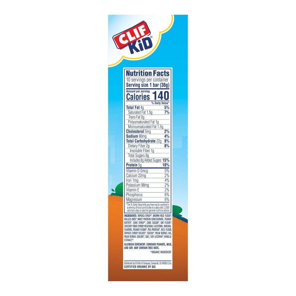 slide 4 of 4, CLIF ZBAR CLIF Kid ZBAR Protein Chocolate Peanut Butter Snack Bars - 10ct, 10 ct