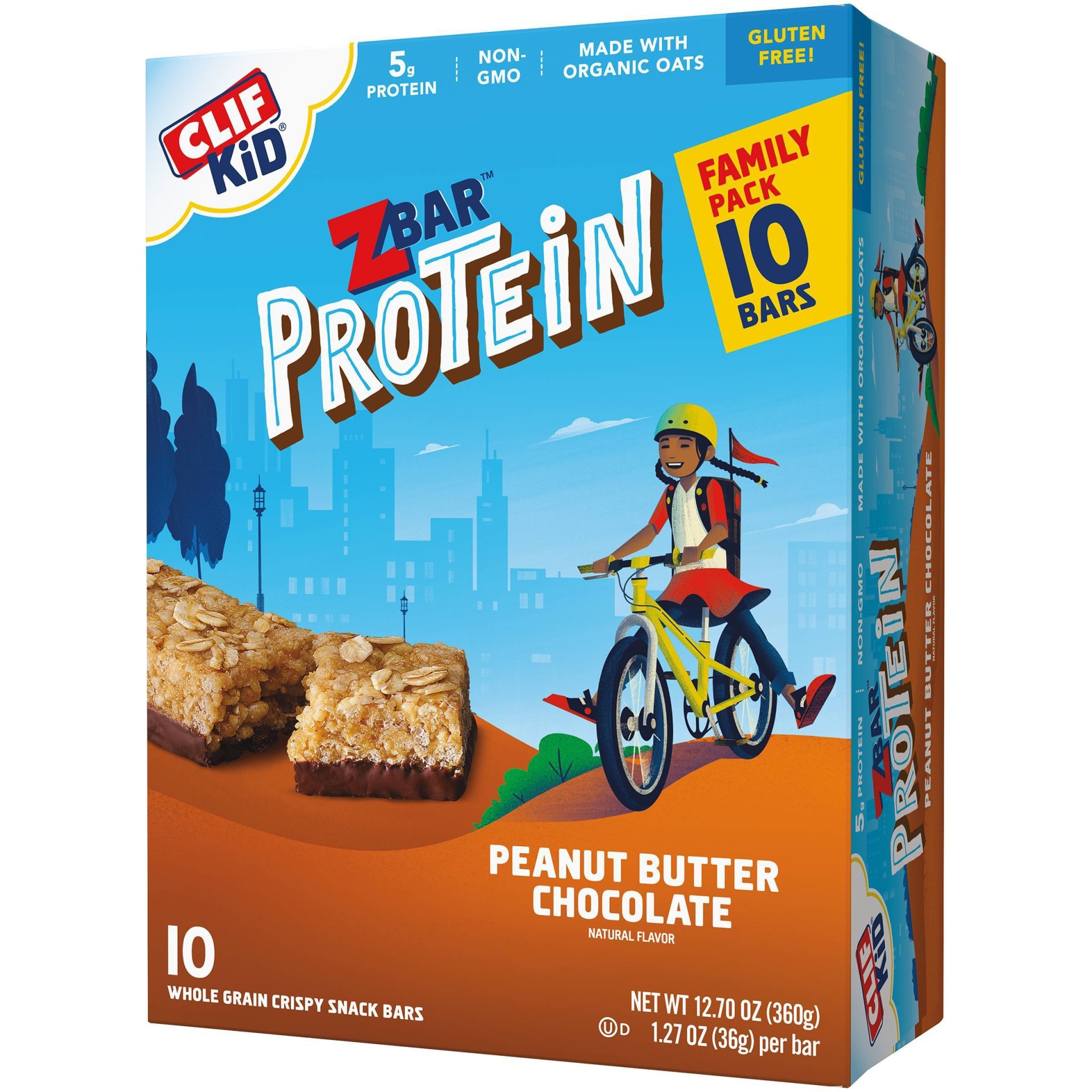 slide 1 of 4, CLIF ZBAR CLIF Kid ZBAR Protein Chocolate Peanut Butter Snack Bars - 10ct, 10 ct