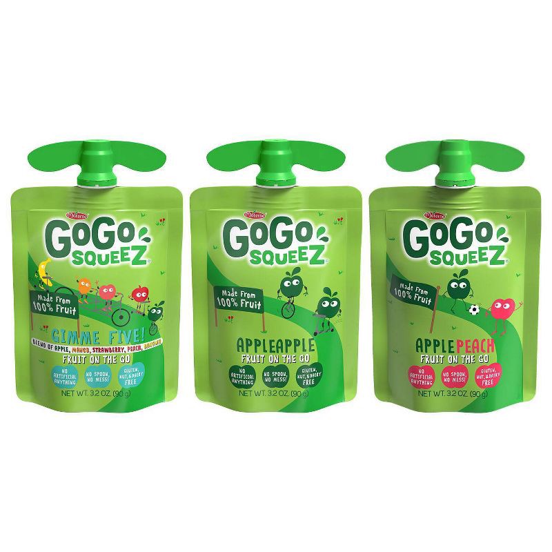 slide 3 of 5, GoGo SqueeZ No Sugar Added Applesauce and Fruit Puree Apple Peach & Gimme Five! Variety Pack - 3.2oz/20ct, 3.2 oz, 20 ct