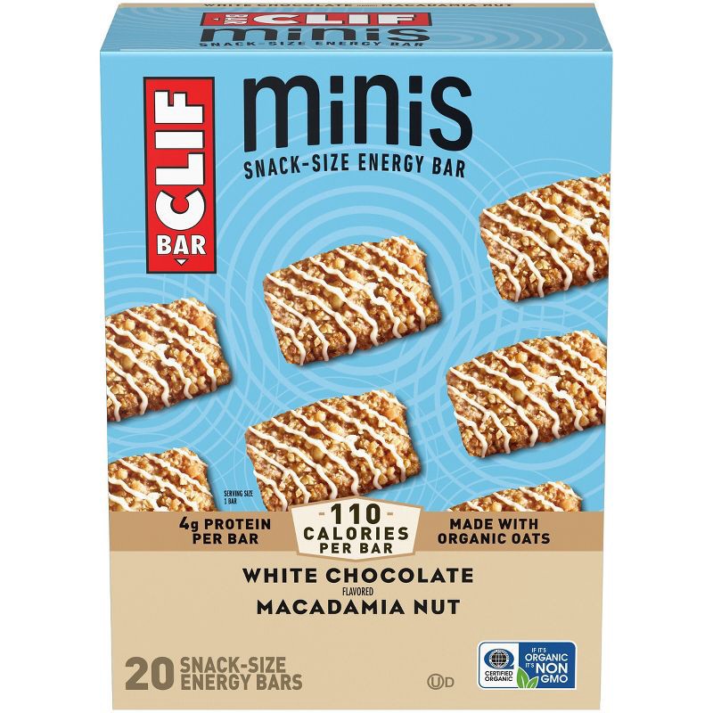 slide 1 of 13, CLIF Bar Mini White Chocolate Macadamia Granola Protein Bar Made with Organic Oats - 19.8oz/20pk, 19.8 oz, 20 ct