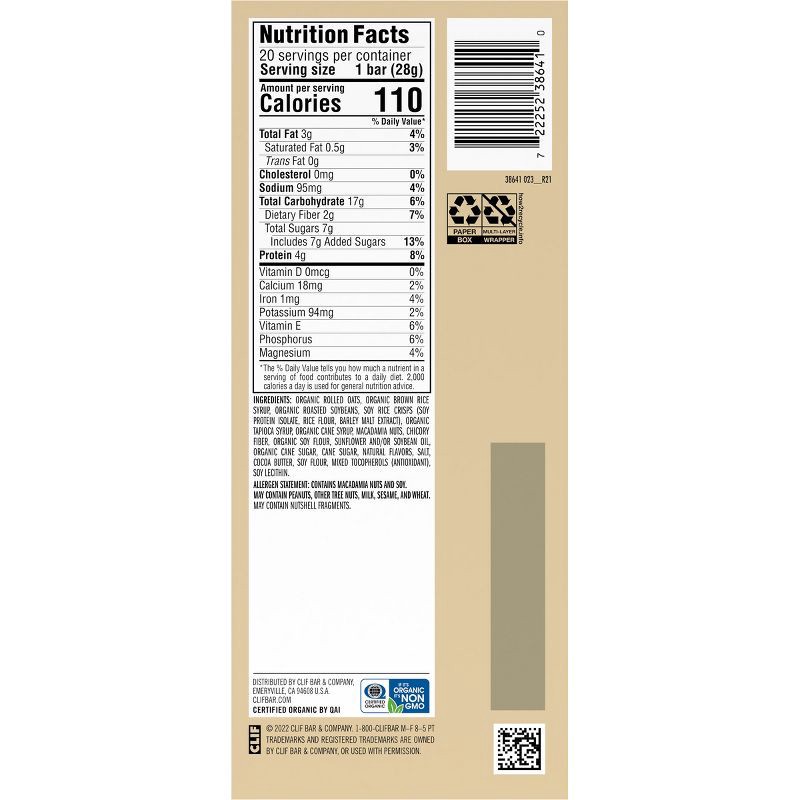 slide 5 of 9, CLIF Bar White Chocolate Macadamia Nut Energy Bar Minis - 20ct, 20 ct