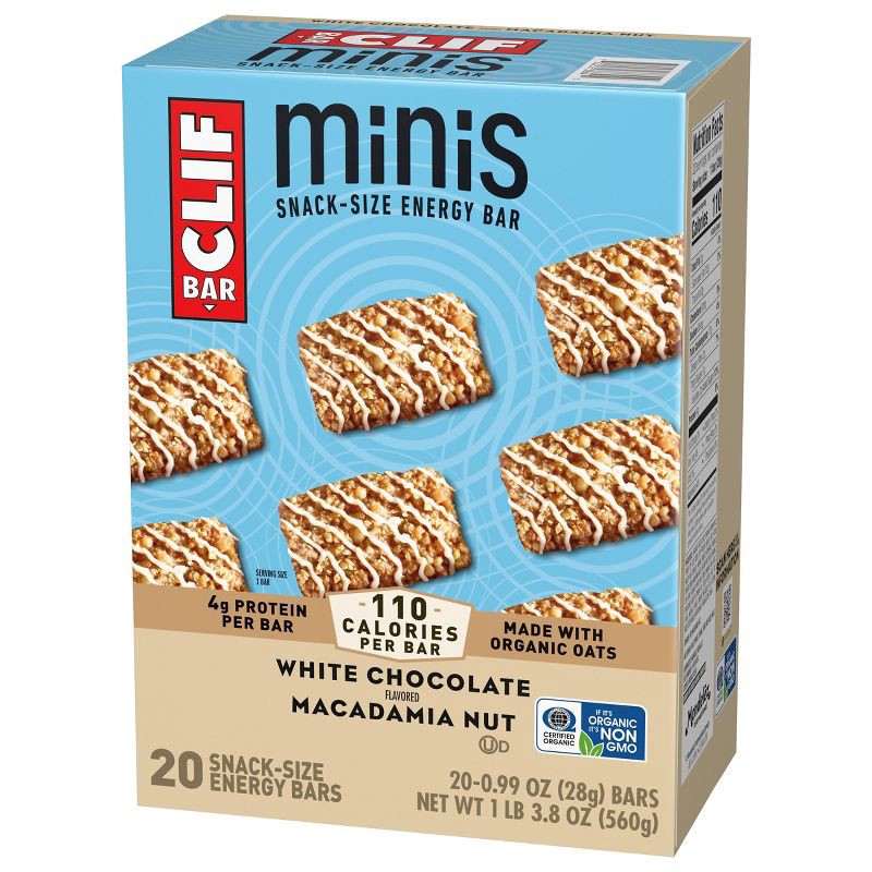 slide 8 of 13, CLIF Bar Mini White Chocolate Macadamia Granola Protein Bar Made with Organic Oats - 19.8oz/20pk, 19.8 oz, 20 ct