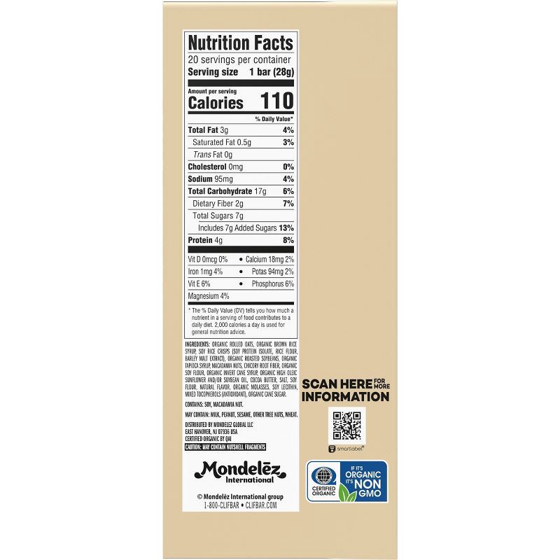 slide 10 of 13, CLIF Bar Mini White Chocolate Macadamia Granola Protein Bar Made with Organic Oats - 19.8oz/20pk, 19.8 oz, 20 ct