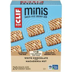 CLIF Bar Mini White Chocolate Macadamia Granola Protein Bar Made with Organic Oats - 19.8oz/20pk