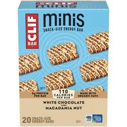 CLIF Bar Mini White Chocolate Macadamia Granola Protein Bar Made with Organic Oats - 19.8oz/20pk