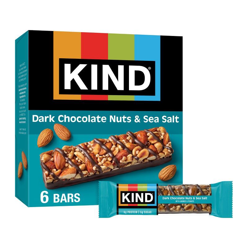 slide 1 of 7, KIND Bars Dark Chocolate Nuts & Sea Salt Gluten Free Snacks - 6ct, 6 ct