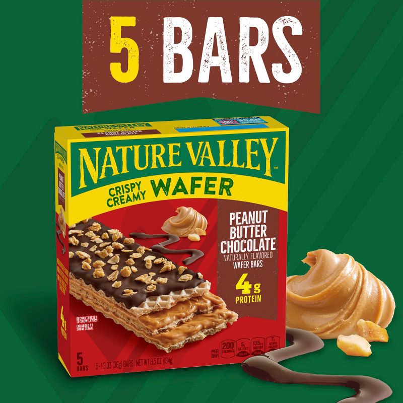 slide 2 of 8, Nature Valley PB Chocolate Crispy Creamy Wafer Bar - 6.5oz/5ct, 6.5 oz, 5 ct