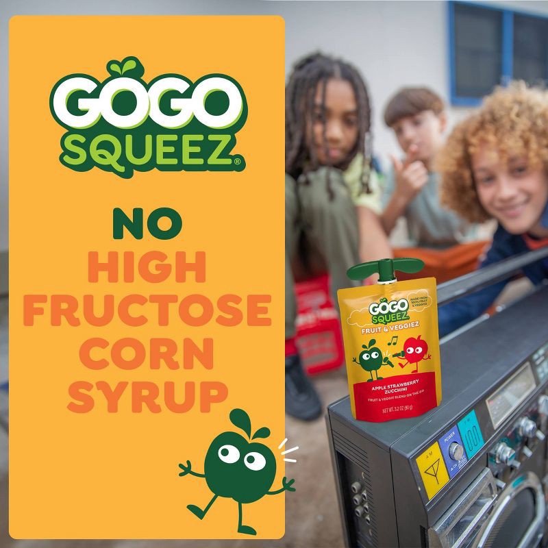 slide 5 of 8, GoGo SqueeZ Fruit & VeggieZ No Sugar Added Applesauce and Puree Pedal Peach and Speedy Strawberry Variety Pack - 3.2oz/12ct, 12 ct; 3.2 oz