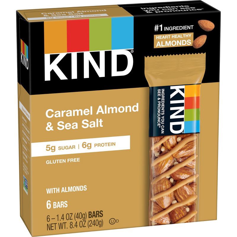 slide 3 of 8, KIND Bars Caramel Almond & Sea Salt Gluten Free Snacks - 6ct, 6 ct; 8.4 oz