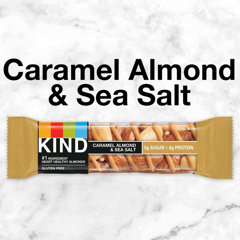 slide 4 of 8, KIND Bars Caramel Almond & Sea Salt Gluten Free Snacks - 6ct, 6 ct; 8.4 oz