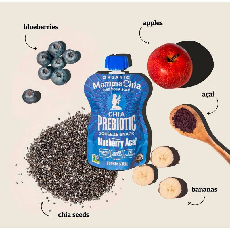 slide 2 of 8, Mamma Chia Blueberry Acai Squeeze Vitality Snack Pouches - 14oz/4pk, 4 ct; 14 oz