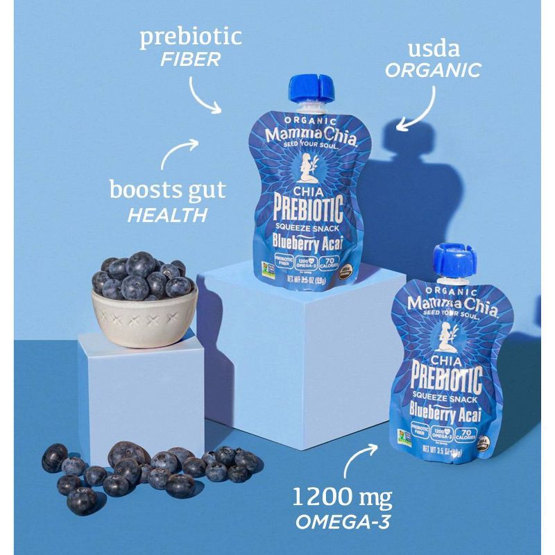 slide 4 of 8, Mamma Chia Blueberry Acai Squeeze Vitality Snack Pouches - 14oz/4pk, 4 ct; 14 oz