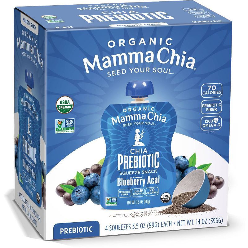 slide 1 of 5, Mamma Chia Blueberry Acai Squeeze Vitality Snack - 4ct, 4 ct
