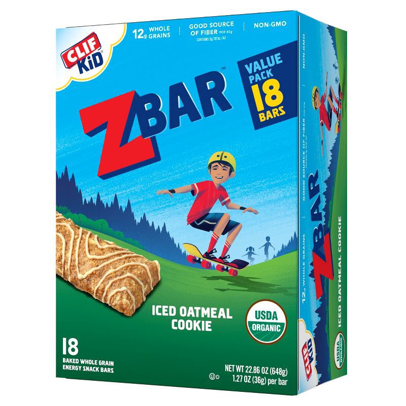 slide 1 of 7, CLIF Kid ZBar Organic Iced Oatmeal Cookie Energy Bars - 18ct, 18 ct
