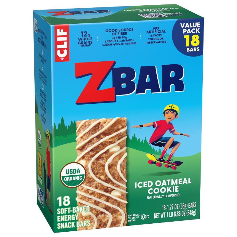 slide 9 of 14, CLIF KID ZBAR Iced Oatmeal Cookie Granola Bar Organic - 22.86oz/18pk, 22.86 oz, 18 ct