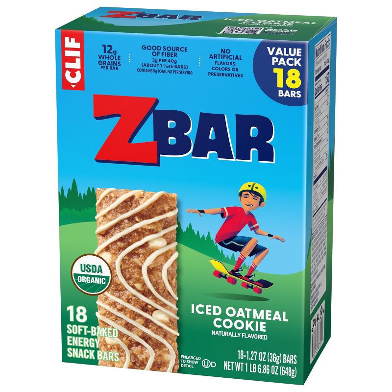 slide 10 of 14, CLIF KID ZBAR Iced Oatmeal Cookie Granola Bar Organic - 22.86oz/18pk, 22.86 oz, 18 ct