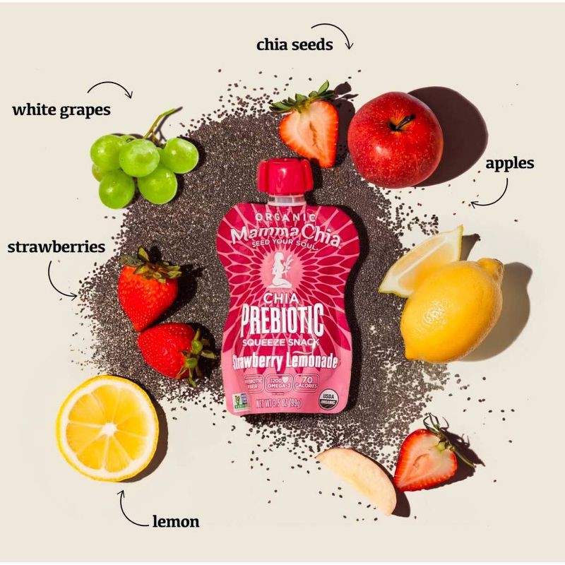 slide 2 of 7, Mamma Chia Strawberry Lemonade Squeeze Vitality Snack Pouches - 14oz/4pk, 4 ct; 14 oz