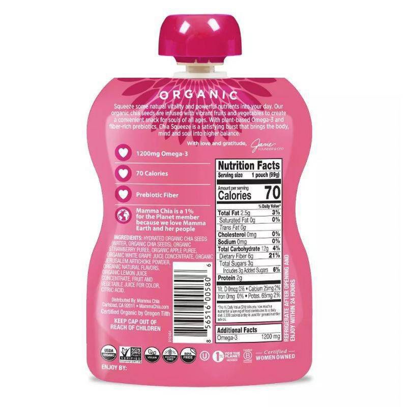 slide 4 of 7, Mamma Chia Strawberry Lemonade Squeeze Vitality Snack Pouches - 14oz/4pk, 4 ct; 14 oz