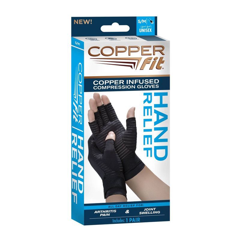 slide 2 of 5, Copper Fit Hand Relief Gloves - S/M, 1 ct