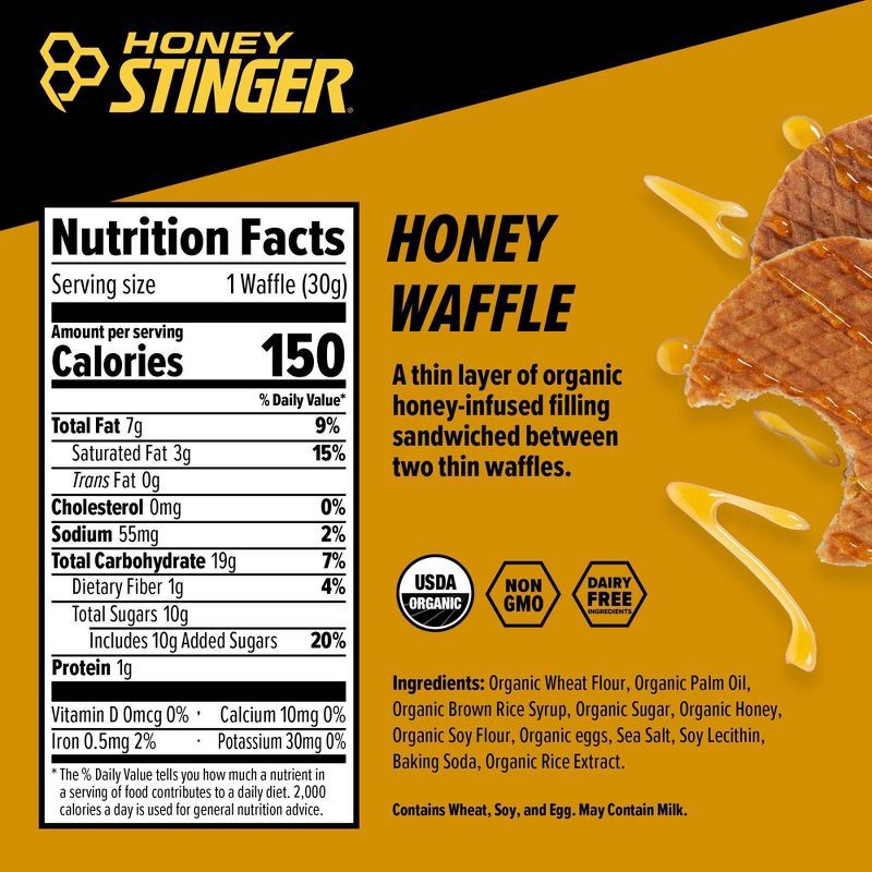 slide 3 of 6, Honey Stinger Organic Honey Energy Waffle - 6pk, 6 ct