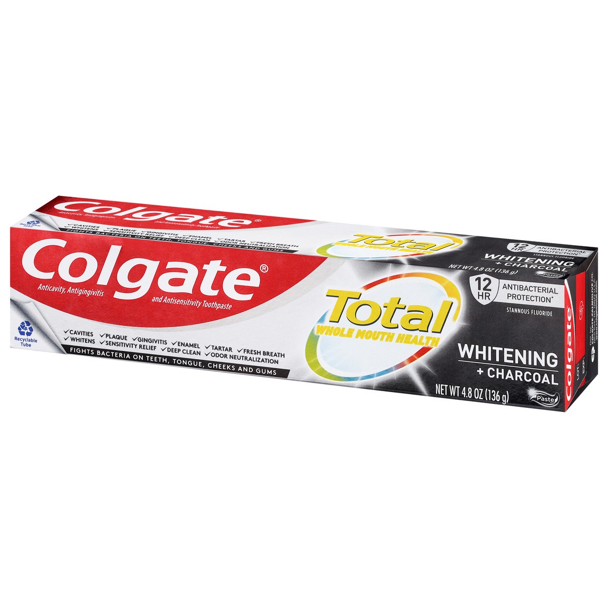 slide 8 of 9, Colgate Total Whitening + Charcoal Toothpaste 4.8 oz, 4.8 oz