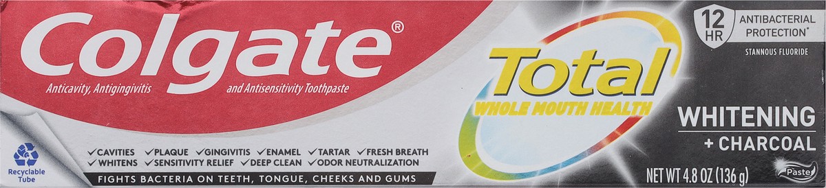 slide 4 of 9, Colgate Total Whitening + Charcoal Toothpaste 4.8 oz, 4.8 oz